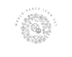 diseño de conjunto de iconos de paz mundial sobre fondo blanco. vector