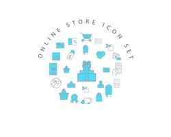 Online store icon set design on white background. vector