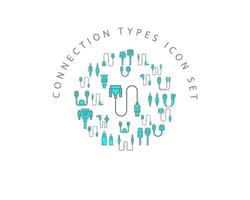 Connection types icon set design on white background vector