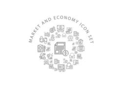 Market and economic icon set design on white background vector