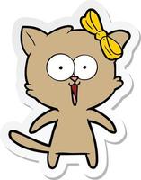 sticker of a cartoon cat vector