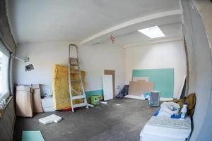 interior of construction site with white drywall photo