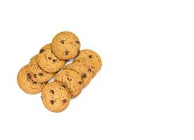 Chocolate chip cookies isolated on white background. photo