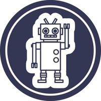 dancing robot circular icon vector