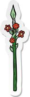 sticker of a cartoon flowering spear vector