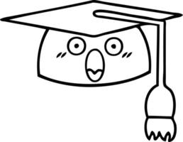 line drawing cartoon graduation hat vector