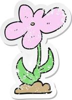 distressed sticker of a cartoon flower vector