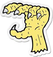 sticker of a cartoon bird claw vector