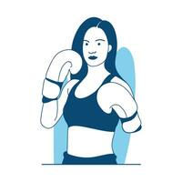 flat style vector illustration beautiful boxing girl