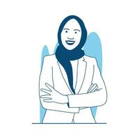 ilustración de vector de estilo plano hermosa chica de negocios árabe