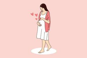 ilustraciones hermoso retrato de mujer embarazada vector