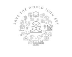 Save the world icon set design on white background