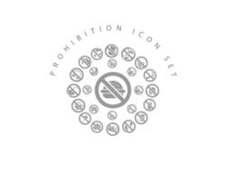 Prohibition icon set design on white background. vector