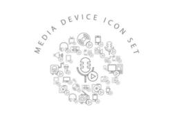 Media device icon set design on white background vector