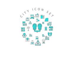 City icon set design on white background. vector