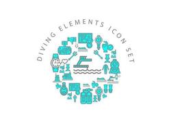 Diving elements icon set design on white background vector