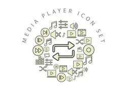 Media player icon set design on white background. vector
