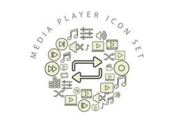 Media player icon set design on white background. vector