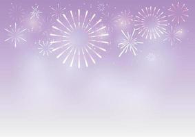 Purple fireworks and bokeh on New Year's Day and copy space. Holiday Abstract Background Made From Vector