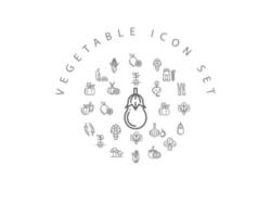 Vegetable Flat Icon Set Design. vector