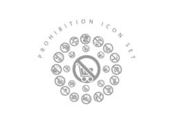 diseño de conjunto de iconos de prohibición sobre fondo blanco vector