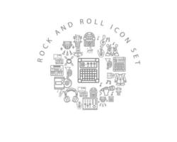 diseño de conjunto de iconos de rock and roll sobre fondo blanco. vector