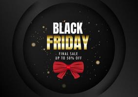 Black friday sale gift box on black background made of vector. vector