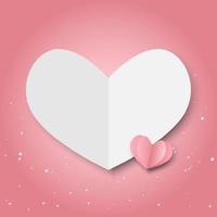 Valentines Day pink paper hearts line, vector  background