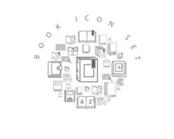 diseño de conjunto de iconos de libro sobre fondo blanco. vector