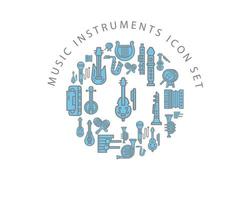 Music instruments icon set design on white background.