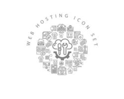 Web hosting icon set design on white background. vector