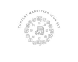 diseño de conjunto de iconos de marketing de contenido sobre fondo blanco. vector