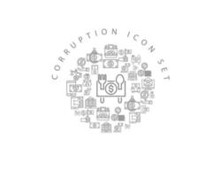 diseño de conjunto de iconos de corrupción sobre fondo blanco vector