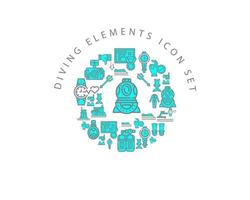 Diving elements icon set design on white background vector