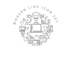 Modern line icon set design on white background. vector