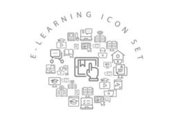 diseño de conjunto de iconos de e-learning sobre fondo blanco. vector