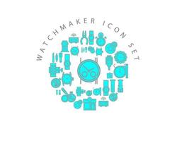 Watchmaker icon set design on white background. vector