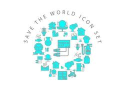 Save the world icon set design on white background vector