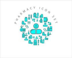 Pharmacy icon set design on white background. vector