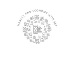 Market and economic icon set design on white background vector