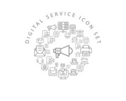 Digital service icon set design on white background. vector