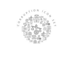 diseño de conjunto de iconos de corrupción sobre fondo blanco vector