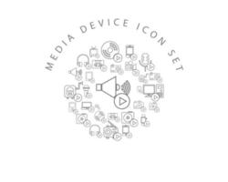diseño de conjunto de iconos de dispositivos multimedia sobre fondo blanco vector
