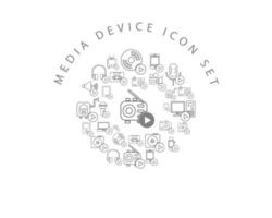 diseño de conjunto de iconos de dispositivos multimedia sobre fondo blanco vector