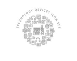 Technology  device icon set  design on white background. vector