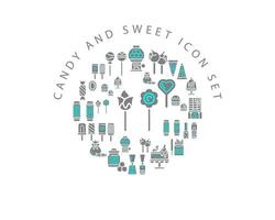 Candy and sweet icon set design on white background.