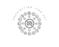 Prohibition icon set design on white background.