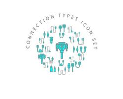 Connection types icon set design on white background vector