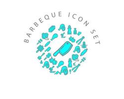 Barbeque icon set design on white background. vector