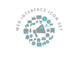 Web interface icon set design on white background. vector